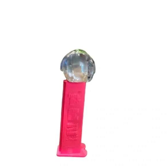 🌍Vintage 1990s Blue Tinted Crystal Polly Pumpkin Pez Dispenser on Hot Pink Stem - Picture 3 of 6